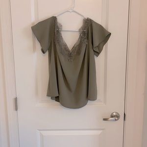 Cold shoulder blouse with lace detail